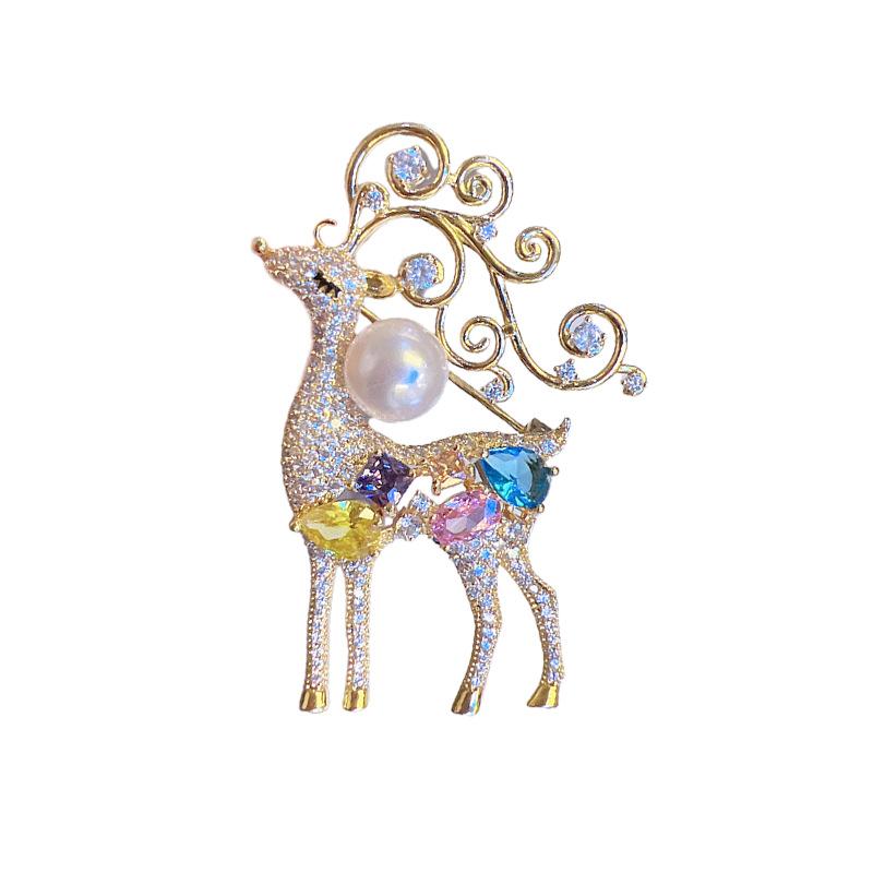 High End Reindeer Brooch, Christmas Limited Edition Deer Chest Flower, Women'S Temperament Clothing Accessories, Exquisite Holiday Accessories