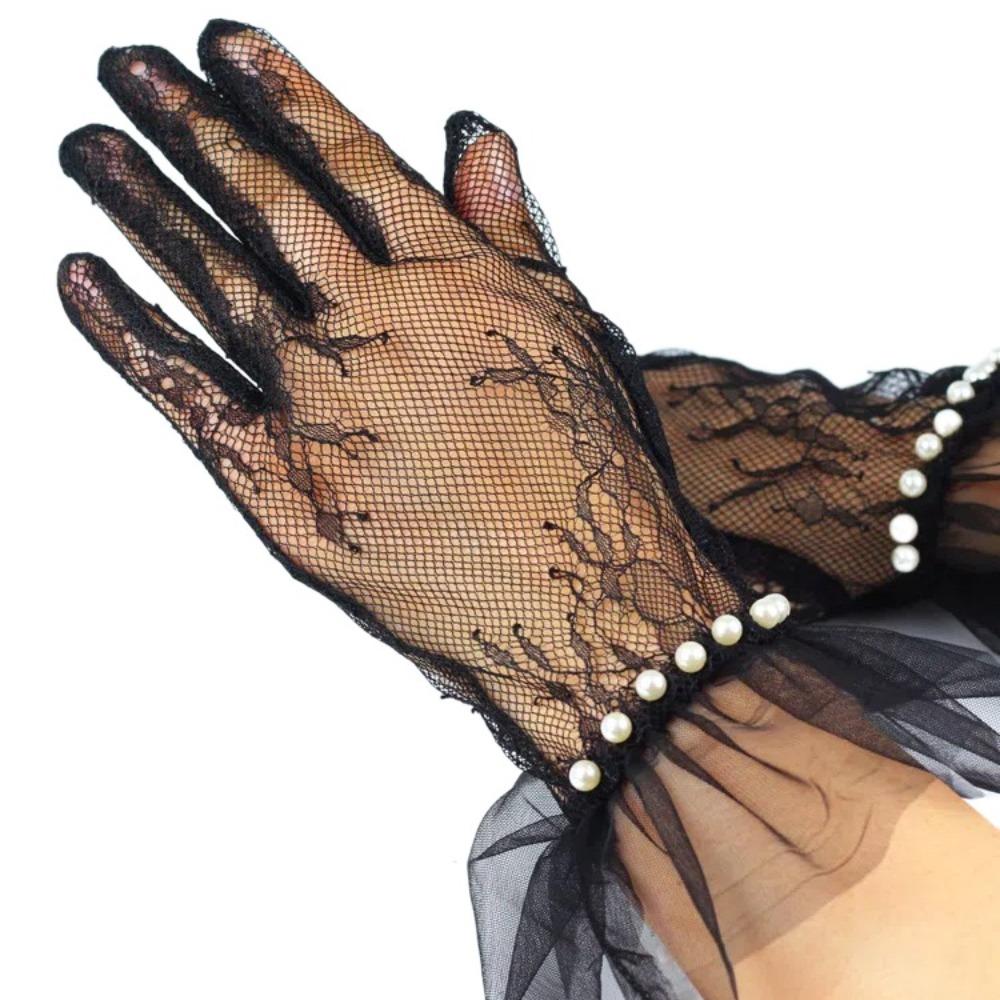Breathable Wedding Mittens Thin Mesh Lace Gloves Beautiful Bridal Gloves Banquet