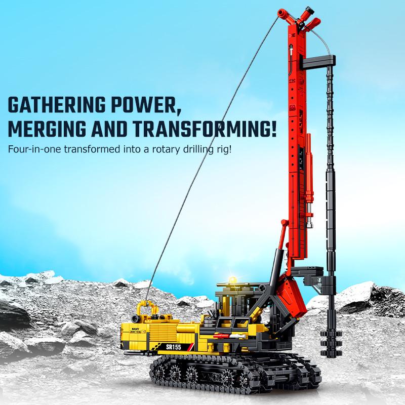 Non-Toxic Sembo 4In1 Rotary Drilling Rig Building Blocks City Construction Engineering Vehicle Excavator Truck Bricks Kids Toys Children Gifts