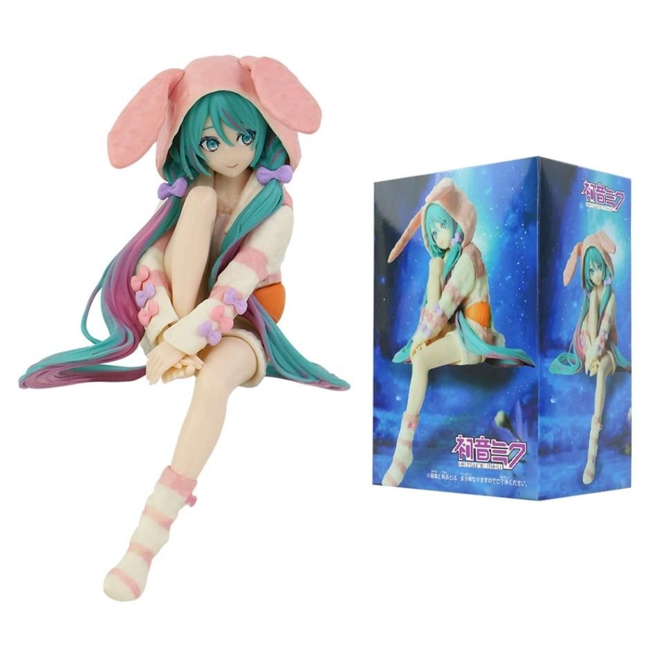14CM NEW Anime HATSUNE MIKU Figure Noodle Stopper Figure Rabbit Ear Pajamas Model Toy Doll Aciton Figure Collection Gift PVC