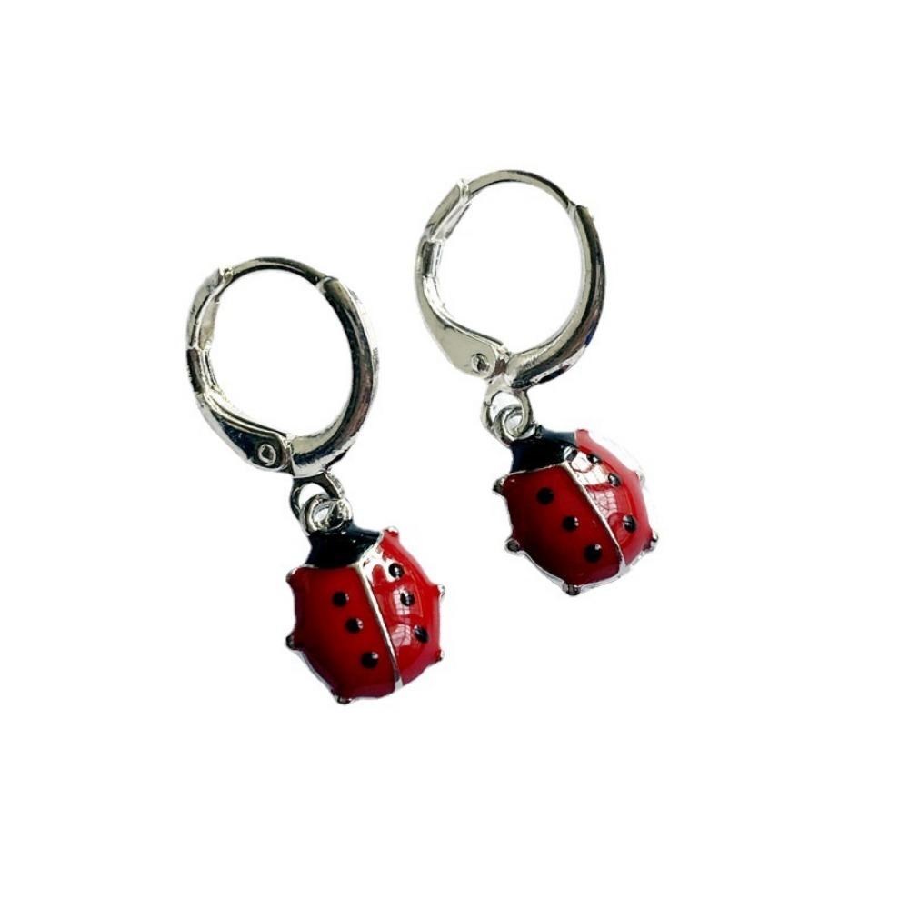 Creative Trendy Girls Fashion Cute Ladybug Earrings Women's Cute Insect Animal Pendant Earrings Children's Party Accessories