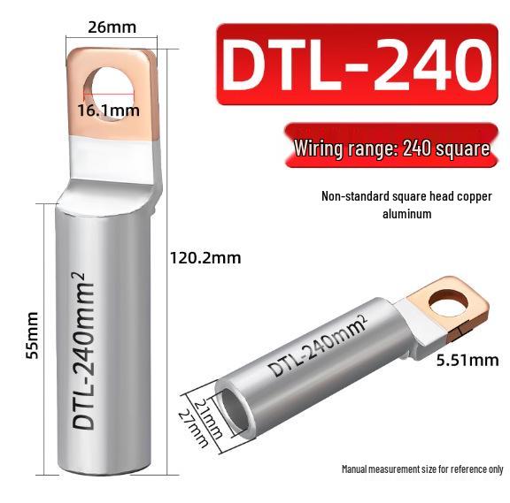Square Head Copper-Aluminum Terminal Lugs DT L-2 (16-500 sq mm)