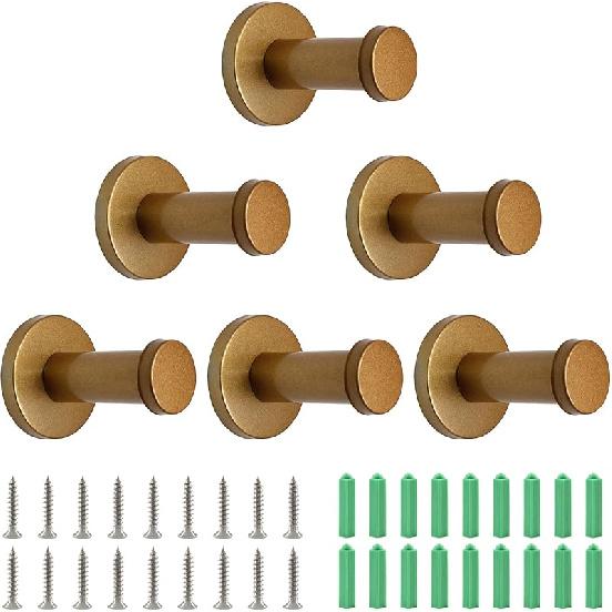 Litoexpe Набор из 6 штук 2-дюймовых крючков для полотенец в ванную, Сверхпрочный настенный крючок для халата, Вешалка для одежды для ванной, спальни, кухни, Черный 2 Inch золотой