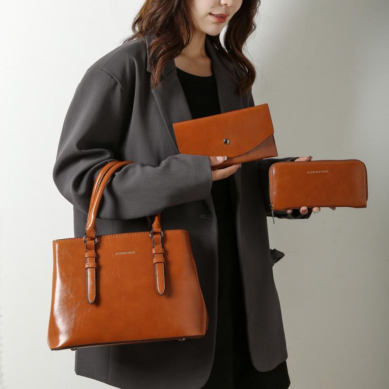 European and American Fashion Trend Three-piece Mother-child Bag New Simple Texture One-shoulder Hand Crossbody Women's Bag