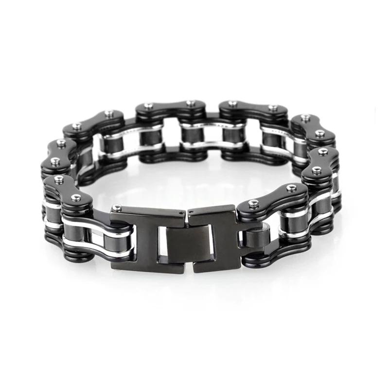 Punk Pulseiras e Braceletes Laranja de Bicicleta para Homem Preto Corrente de Motocicleta Pulseira Homem Mulher Aço Inoxidável Joias de Pulso Biker