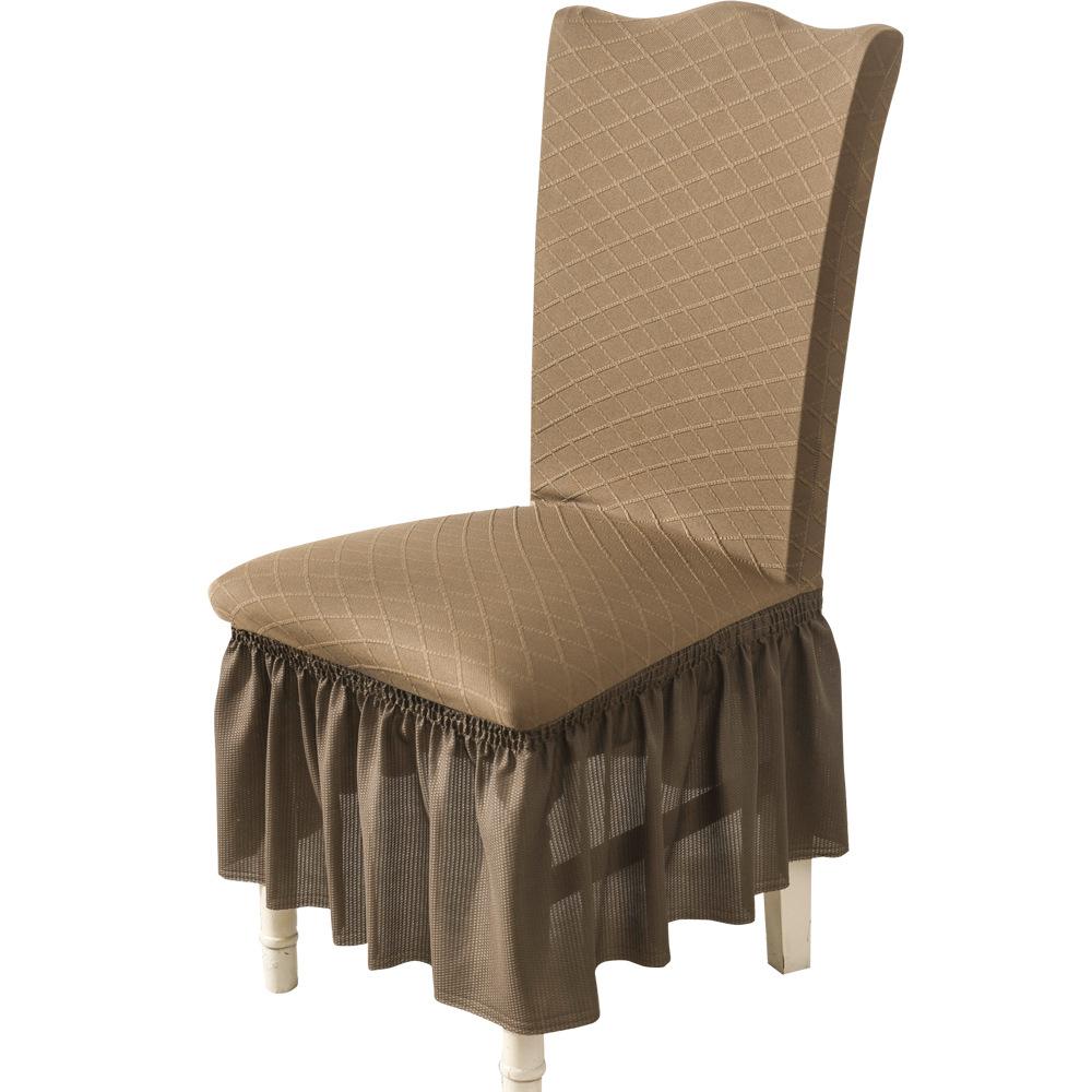 Knitted Jacquard Fabric Chair Cover Universal Lace Skirt Banquet Stretch Dining Table and Chair Covers