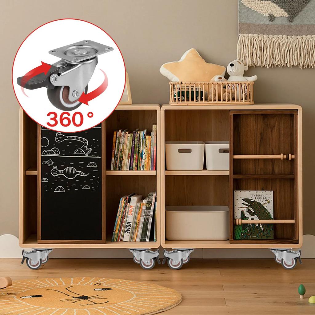 Heavy Duty Casters Set Caster Wheels Replacement for Baby Bed Cart Trolley Kitchen Cabinet Furniture Table Loading Capacity 50kg