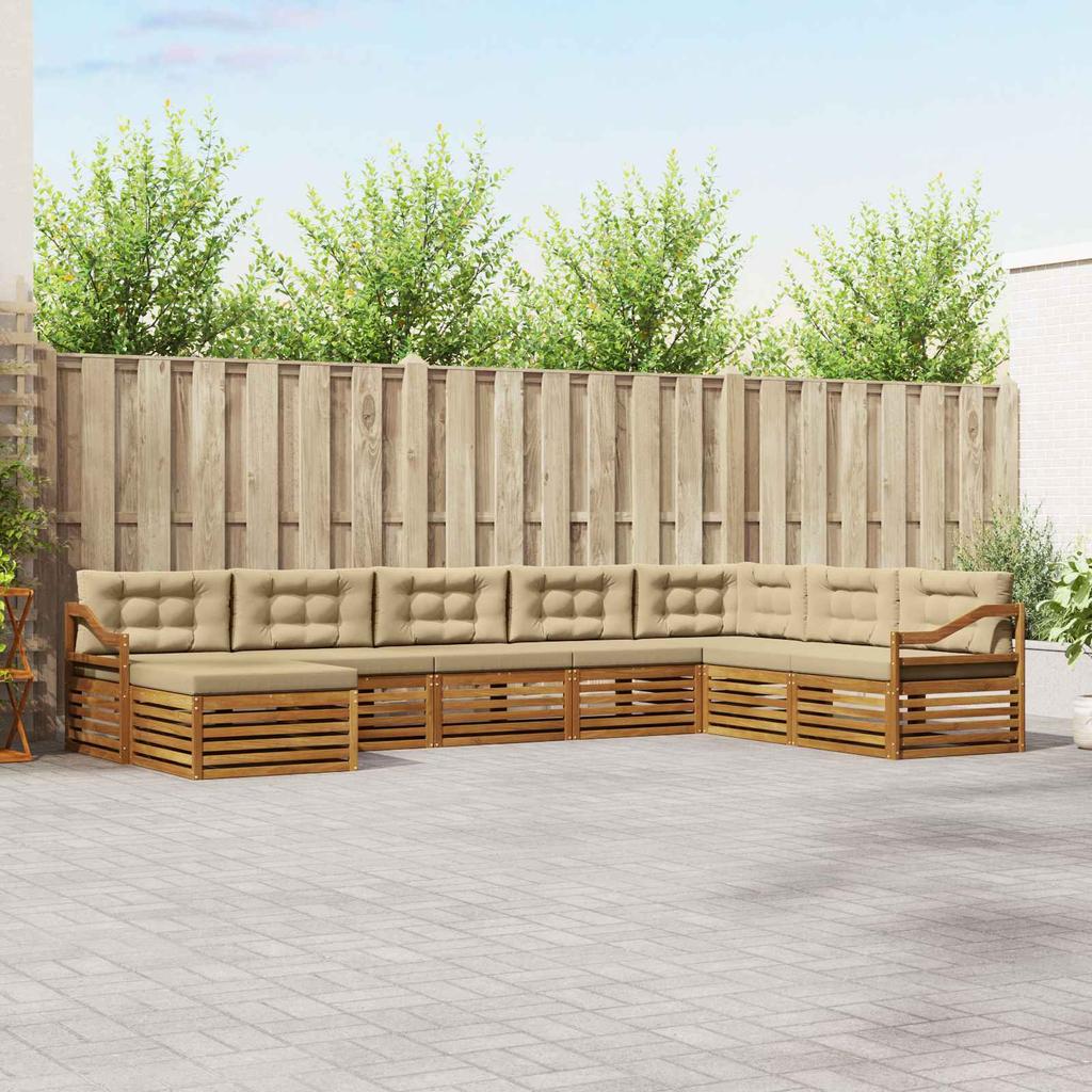 Outdoor Sofa Set with Cushions 8 pcs Natural and Beige