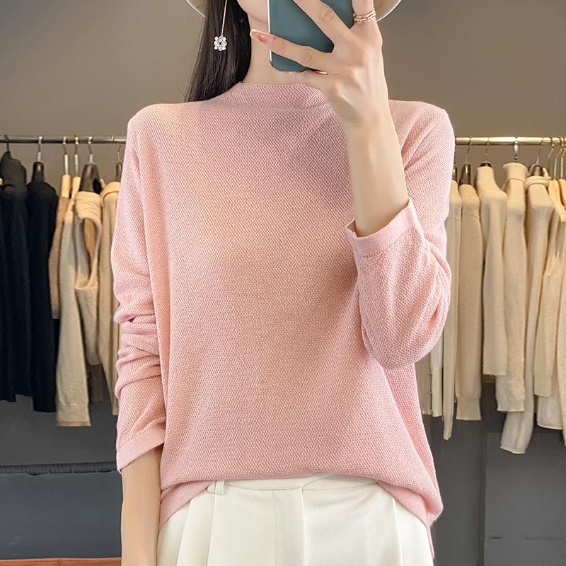 Dámský celoroční svetr z 50% vlny a 50% hedvábí | Lehký teplý pulovr z příze | Luxusní úplet z kašmírového hedvábí