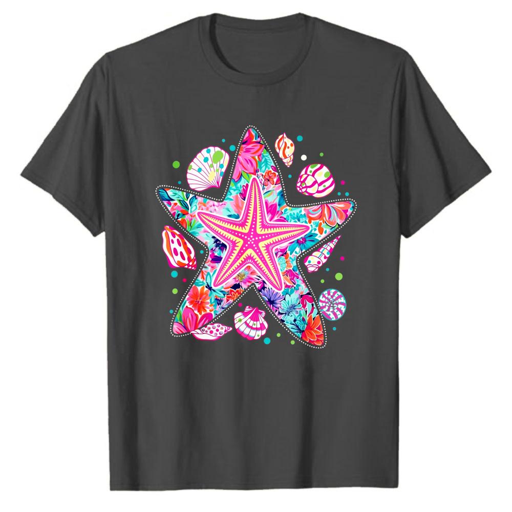 Summer Shirt Unisex Saltwater Seashells Sunshine Graphic Shirts Beach Vacation Tee Cute Coastal Short Sleeve T Shirt Fashion Trend