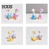 Small Animal Decoration 4Pcs Mini Cartoon Duck Figurines, Cute Polka-dot Pajamas Statues, Macaron Color Decor Ornaments for Car Console