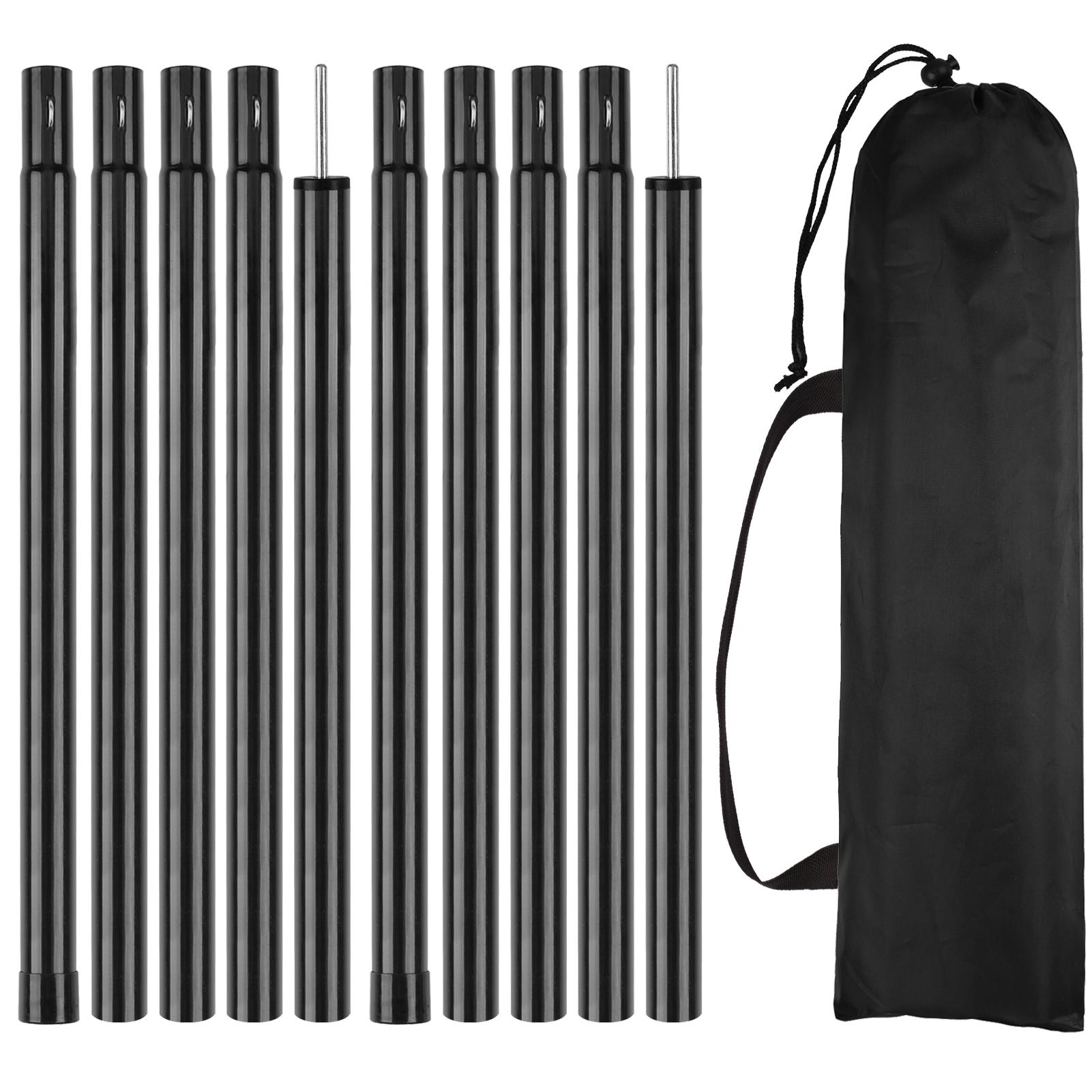 

Camping Tarp Poles Caravan Porch Awning Pole Sun Shelter Sail Shade Support Steel Rod Backyard Awning Fishing Canopy Set of 2
