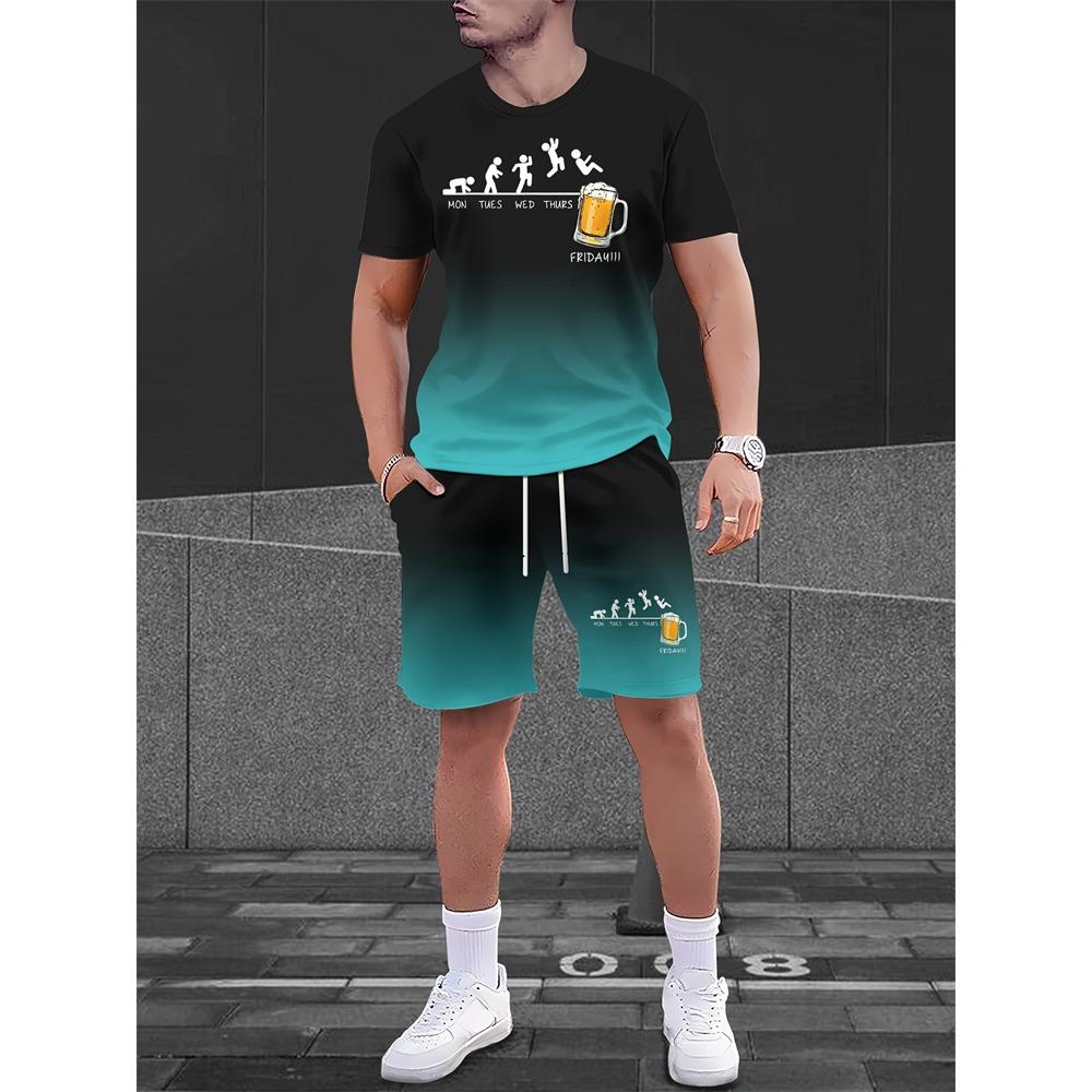 

New Fashion 3D Fun Print Men s Suit Oversized Short-sleeved Shorts Two-piece Men s Sportswear Summer Leisure Travel Suit S