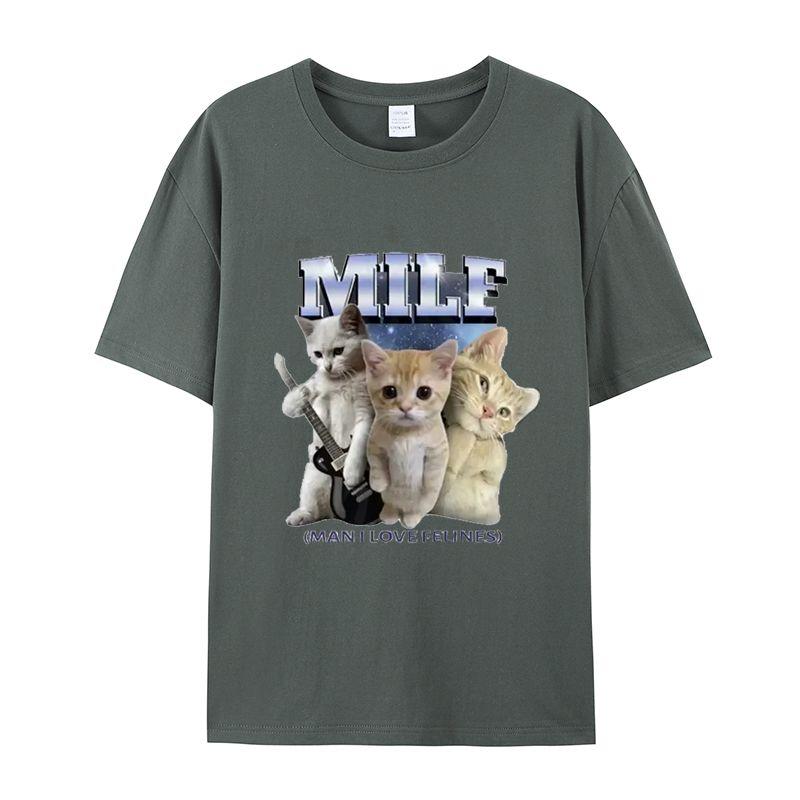Unisex I Love Felines Cute Rock Kittens Graphic T Shirt Funny Cat Band Meme Print Vintage Streetwear Oversized Short Sleeve Tee