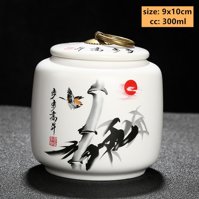 Exquisite Flower Patterns Ceramics Tea Caddy Portable Sealed Tea Leaf Containers Travel Tea Bag Storage Box Spice Organizer