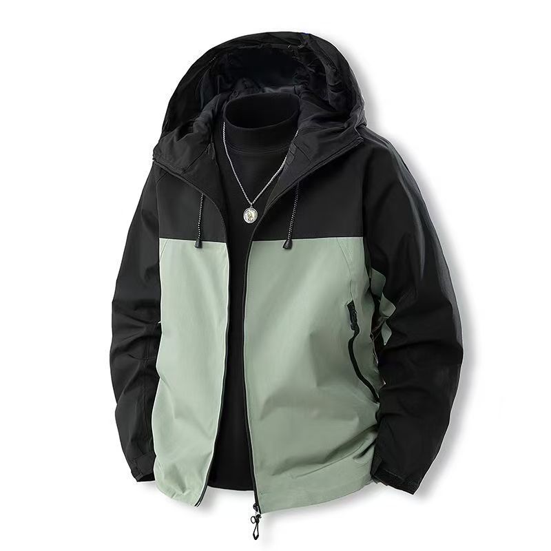 

2026 Men s Outdoor Spring Autumn New Windproof Hooded Outdoor Jacket Loose Versatile Storm Jacket XXXL чорний