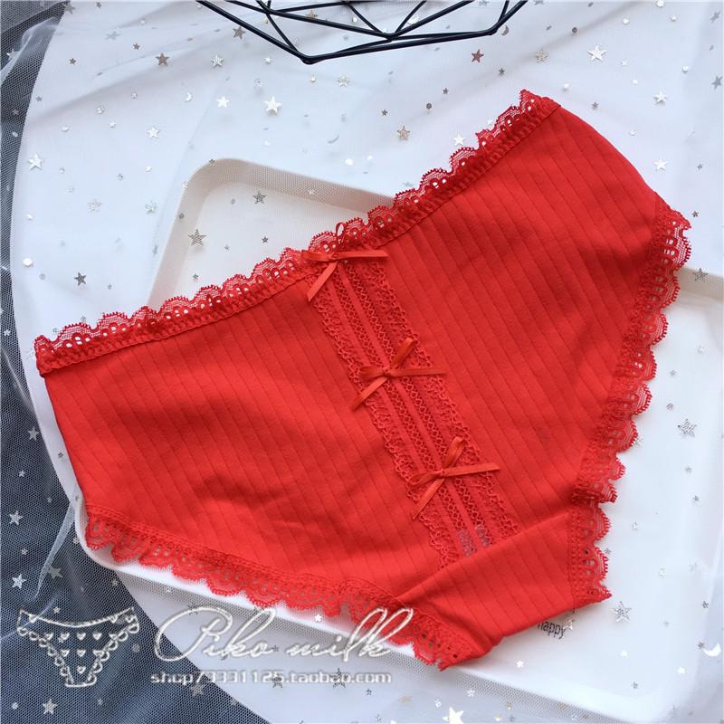 Roztomilá holčičí mašlička boky krajka elastické velké pohodlné nízké dámské kalhotky