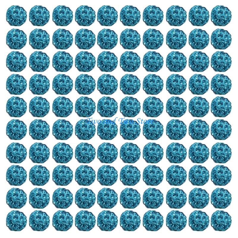 HX6F 100pcs 10mm Disco Ball Clay Beads Round Diamond Clay Bead Jewelry Craft Supplies