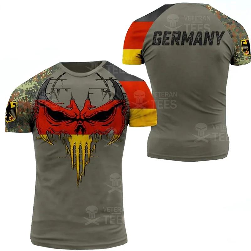 Vintage Retro T Shirt Deutschland Germany Eagle 3D Print MMA Kick Boxing Muay Thai National Flag Unisex Men Women Short Sleeve Quick Dry Streetwear