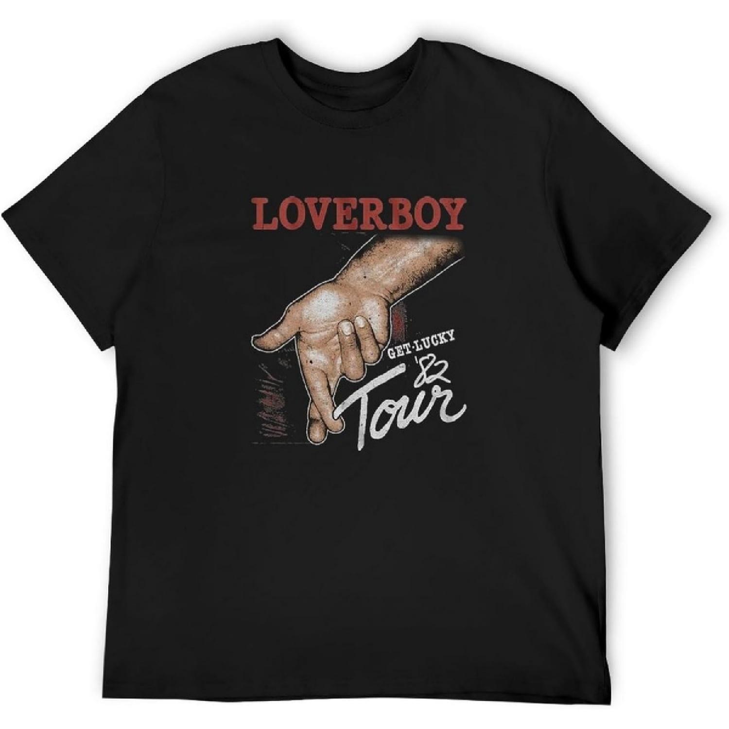 Loverboy Get Lucky Tour Vintage T Shirt Short Sleeve Funny Top Black XXXXXL разноцветный