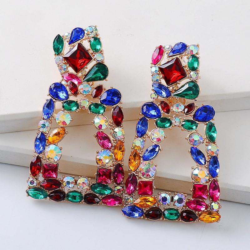 Juran Rhinestone Geometric Drop Earrings