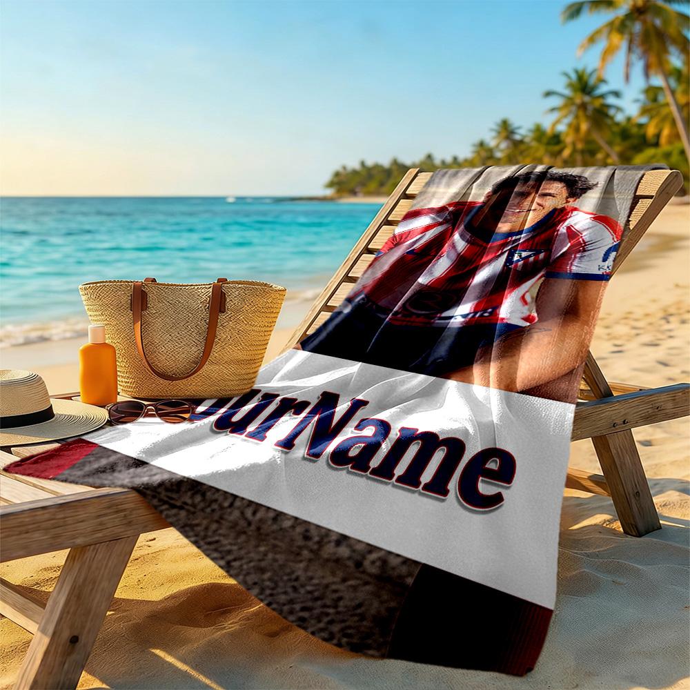 Atletico Madrid Personalized Name Beach Towel High Absorbency & Quick-Dry Suitable for Sports Travel Swimming Yoga Bathroom Beach And Pool
