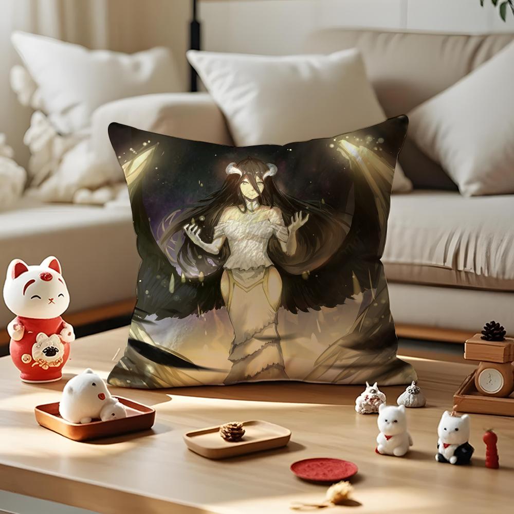 Anime OOVERLORD Albedo Cushion Cover Silky Short Plush Invisible Zipper Dustproof Sofa Pillow Case for Home Decor