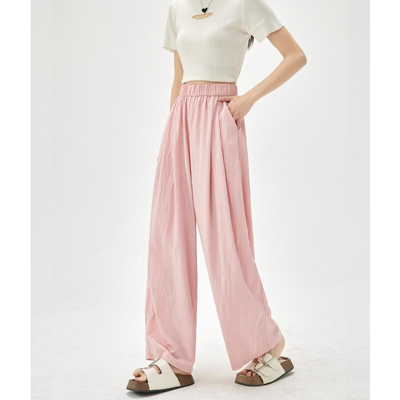 Ice Silk Yamamoto Pants Women's Summer Thin High Waist Skinny Wide Leg Pants Loose Straight Casual Cool Sunscreen Pants