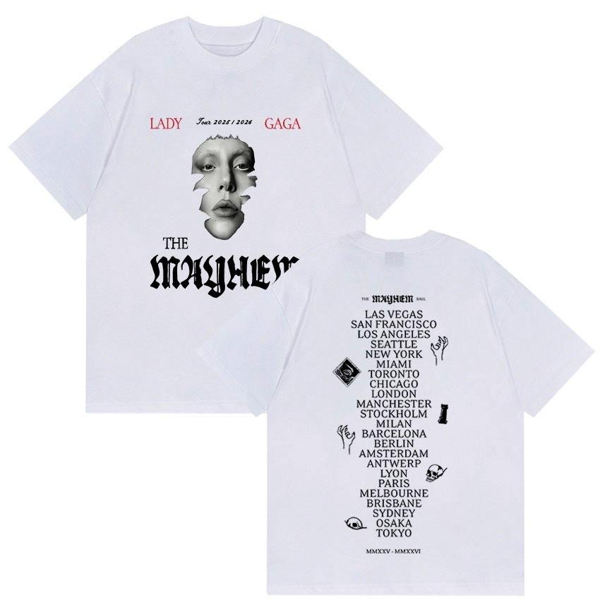 2026 Springsummer Lady Gaga The Mayhem Ball Album Fans Gift TShirt Men Women Vintage High Quality Pure Cotton Printed Top