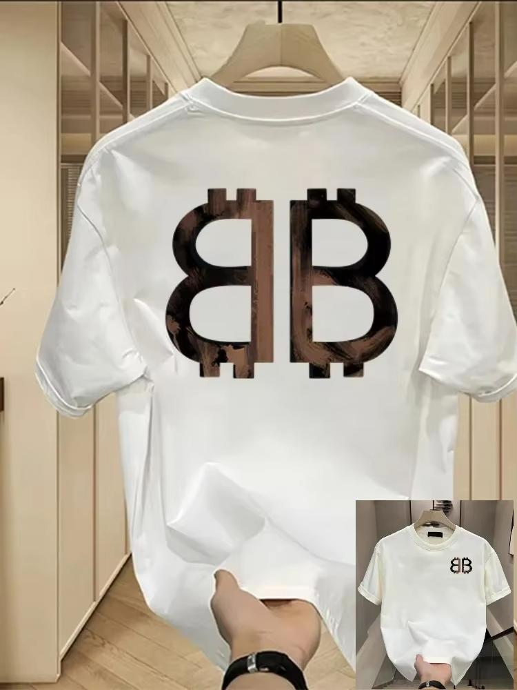 

Женская 2025 Новая Американская Тенденция Принт с Буквенным Узором Дышащая Повседневная Хлопковая Футболка с Коротким Рукавом Уличный Стиль Куртка для Пары 4XL