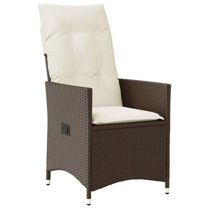 VidaXL Garden Reclining Chairs Set of 2 and Cushions Brown Rattan, Reclining Garden Armchair, Recliner 365646