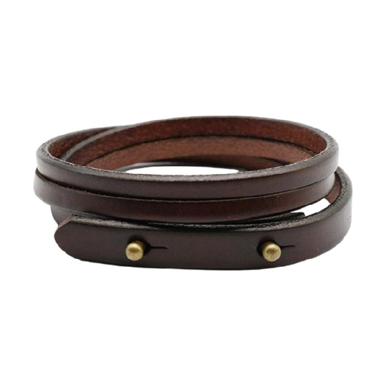 

Men s Punk Rock Leather Bracelet Sturdy Leather Bracelet with Double Layer for Music Festival and Party Wear коричневий