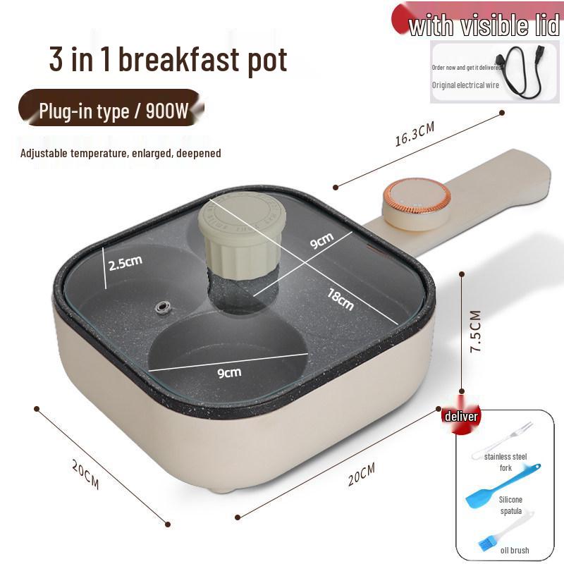 Adjustable Temp Non-Stick Egg & Burger Frying Pan: Four-Hole Multi-Functional Breakfast Machine