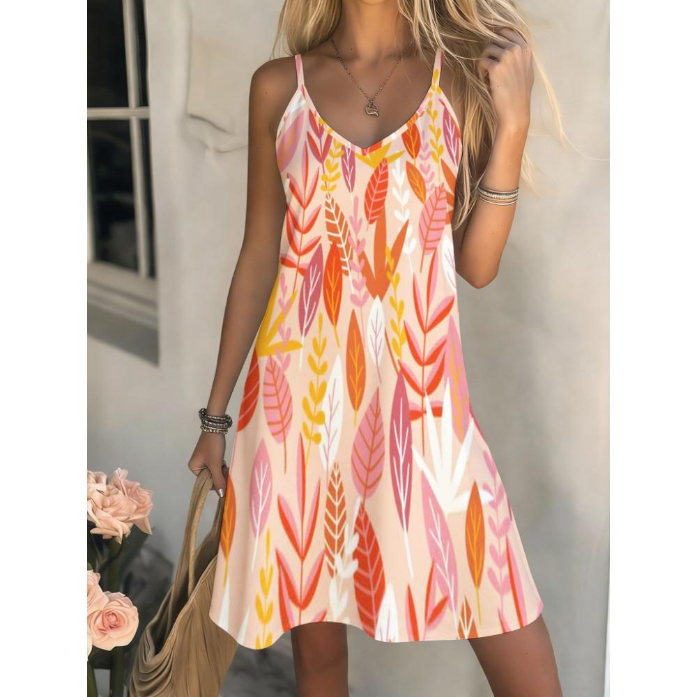 Elegant Spring and Summer New Printed Women's Camisole Dress