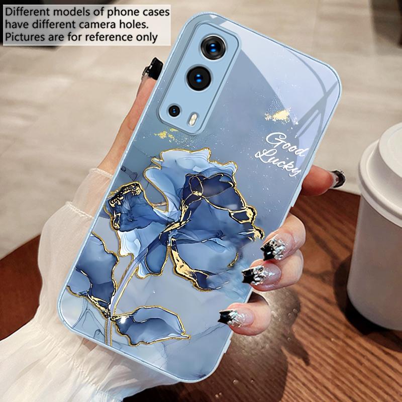 Pink Marble Flower Texture For Vivo Y76 16 55 V29 Lite 5G 25 23 30 iQOO Z9X 12 Pro Neo X200 100 90 60 Tempered Glass Phone Case