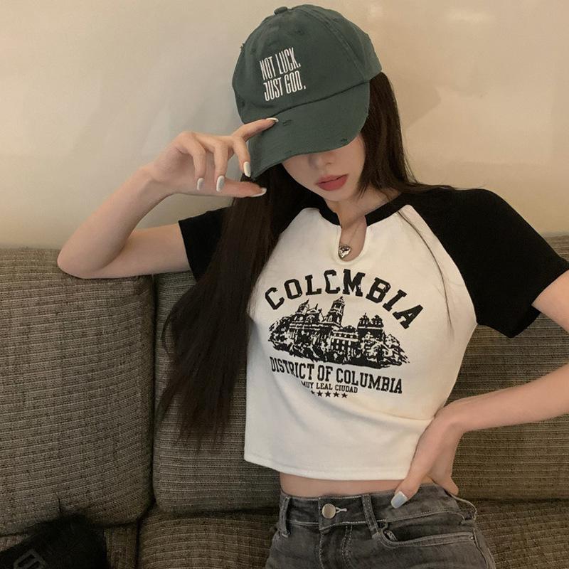 Sommer 2024 Süßes & Würziges Retro V-Ausschnitt T-Shirt für Damen