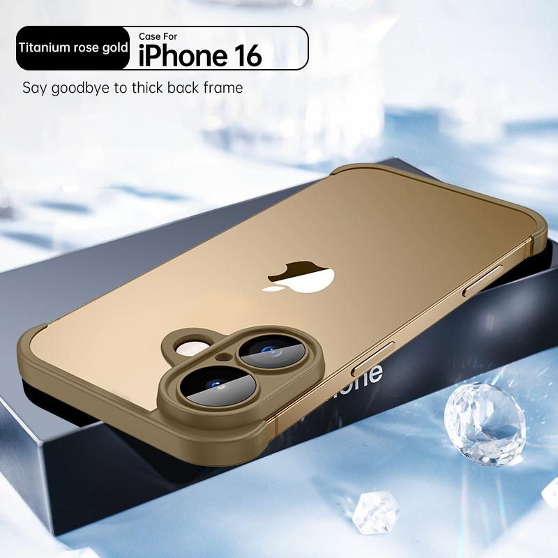 Soft TPU Corner Pad Frameless Case For iPhone 16 15 14 Plus 13 12 Pro Max Real Bare Ll Phone Camera Lens Edge Protector Cover
