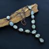 Aquamarine Necklace Handmade Jewelry, Copper Electroformed Necklace Designer Gemstone Jewelry Adjustable Chain Necklace