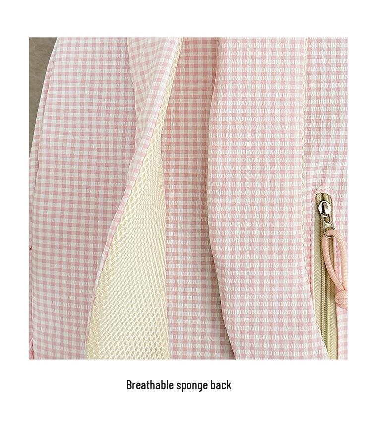 Cross-Border High-Value Soft Plaid Backpack for Girls - Large Capacity for Middle, High School, & College Students