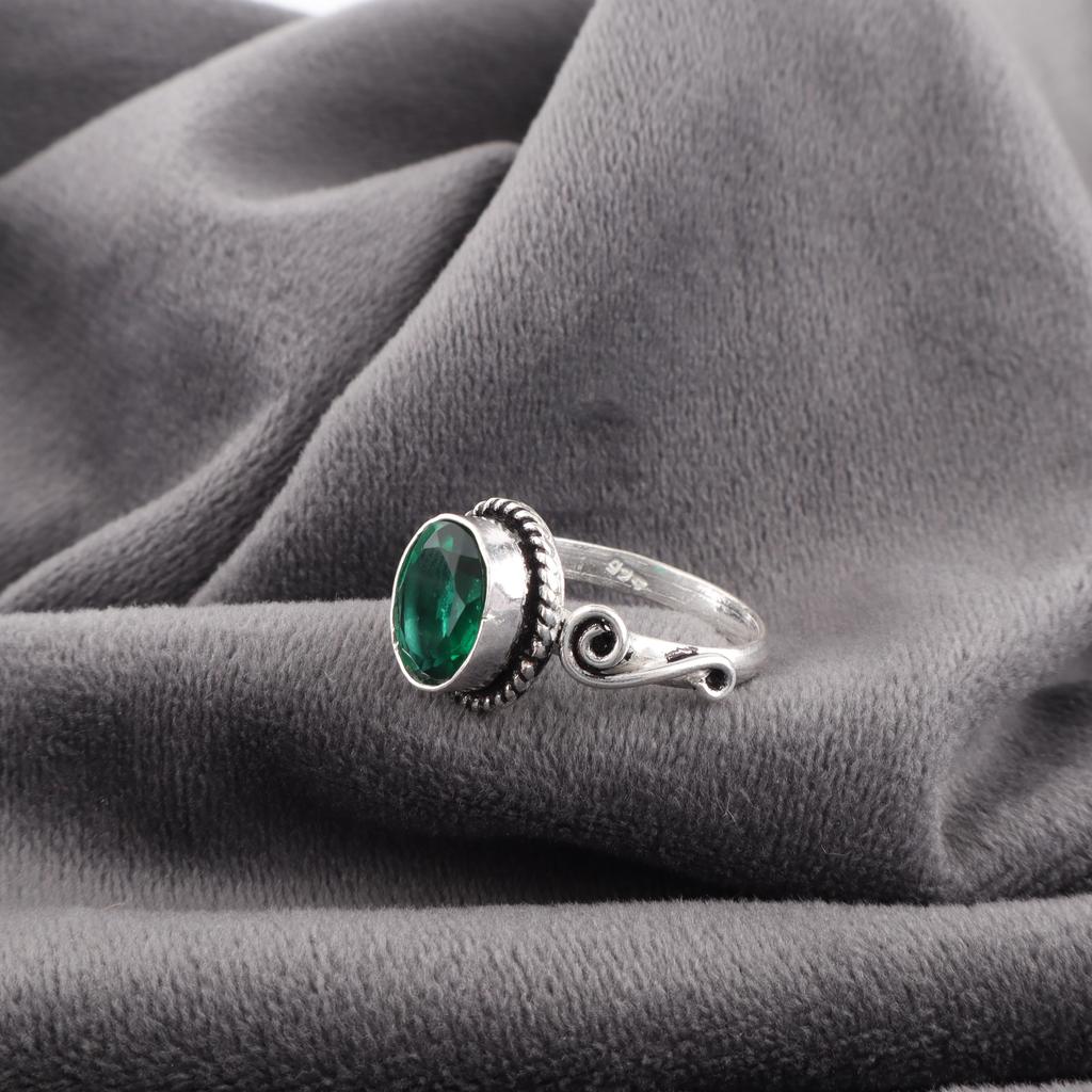 Green Emerald Gemstone Ring Jewelry, Handmade Gorgeous Silver Ring , 925 Sterling Silver Ring For Wedding Gift