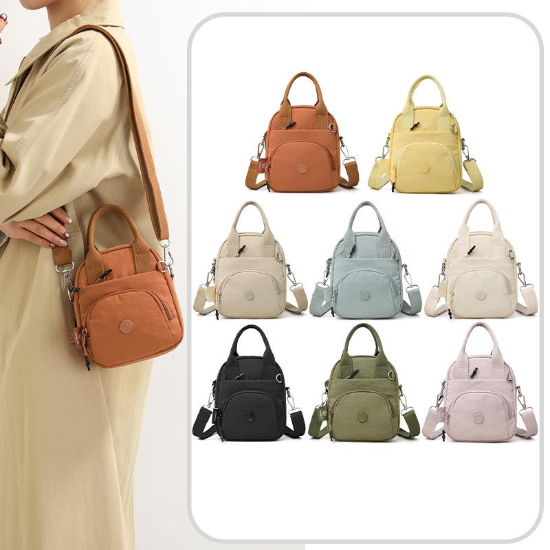Small Square Bag Women's Travel Shoulder Bag Solid Color Crossbody Bag Water-Repellent Nylon Bag