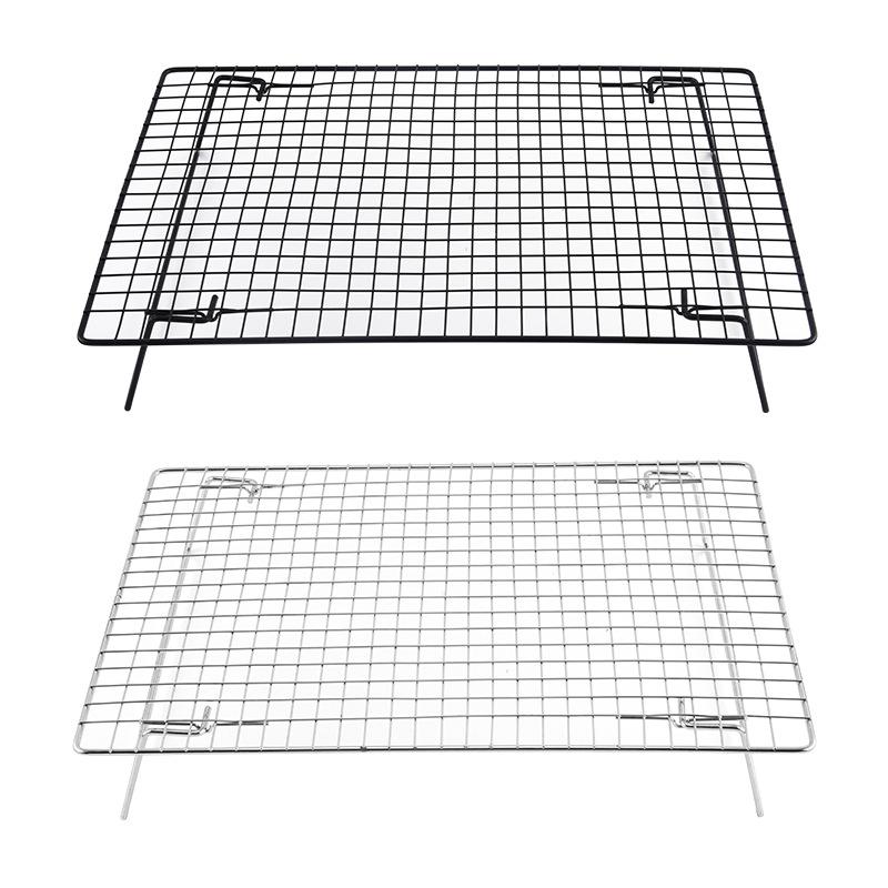 Foldable Thickened Iron Cooling Rack for Cookies, Bread, and Cake - Hollow Storage and Upside-Down Baking