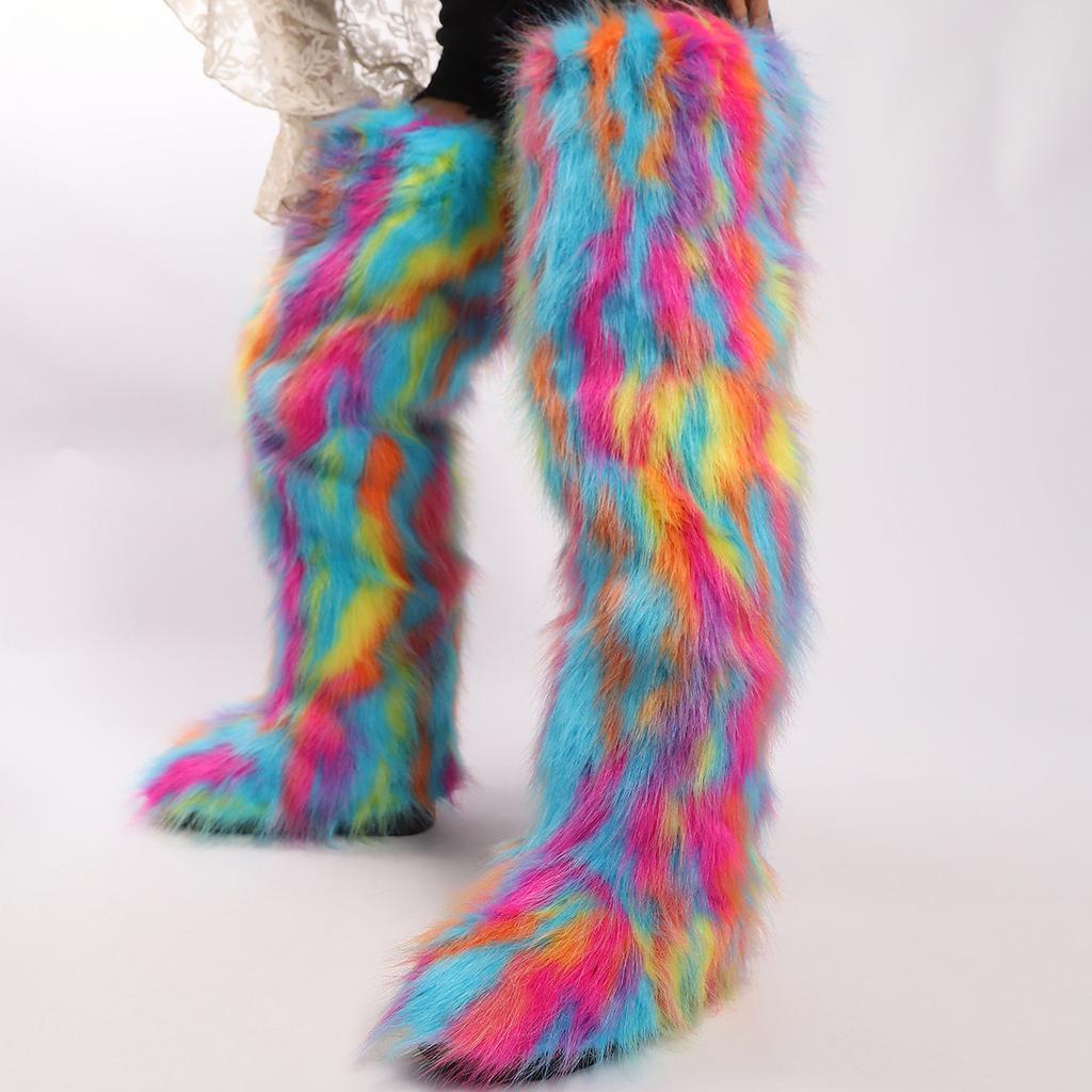 IPPEUM Winter Plüsch Lange Stiefel 2025 Kniehohe Stiefel für Damen Schuhe Über Kniehohe Pelzstiefel