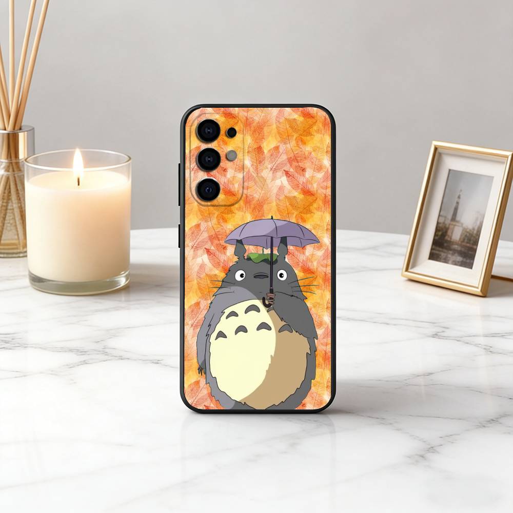 Cute Fat Cat T-Totoro-ct Phone Case For Samsung S25,S24,S21,S22,S23,S30,Ultra,S20,Plus,Fe,Lite,Note,10,Black Cover