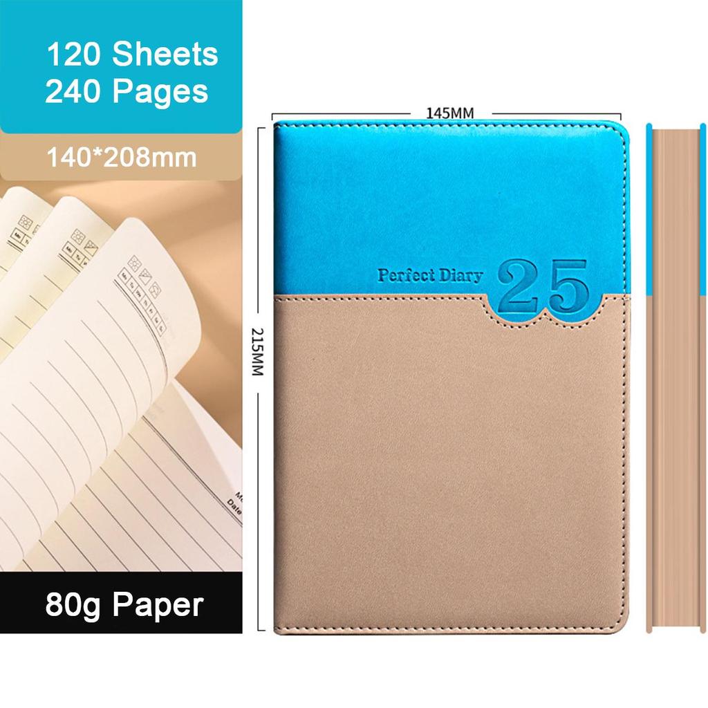 Notatnik biznesowy A5 ze skórzaną klamrą, dziennik spotkań roboczych, notatnik przedmiotowy ucznia, pogrubiony pamiętnik, liniowane strony, dziennik podróży