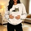 Damen Freizeit Langarm Sweatshirt mit Haustier-Tasche - Modischer Pullover für den täglichen Gebrauch