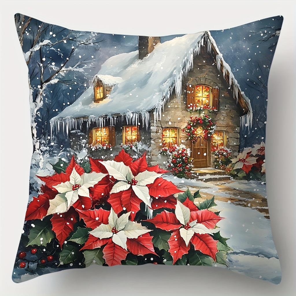Festive Christmas Throw Pillow Covers Santa, Reindeer, Snowman & Holiday Decor Cushion Cover Zip Closure Christmas Pillowcase