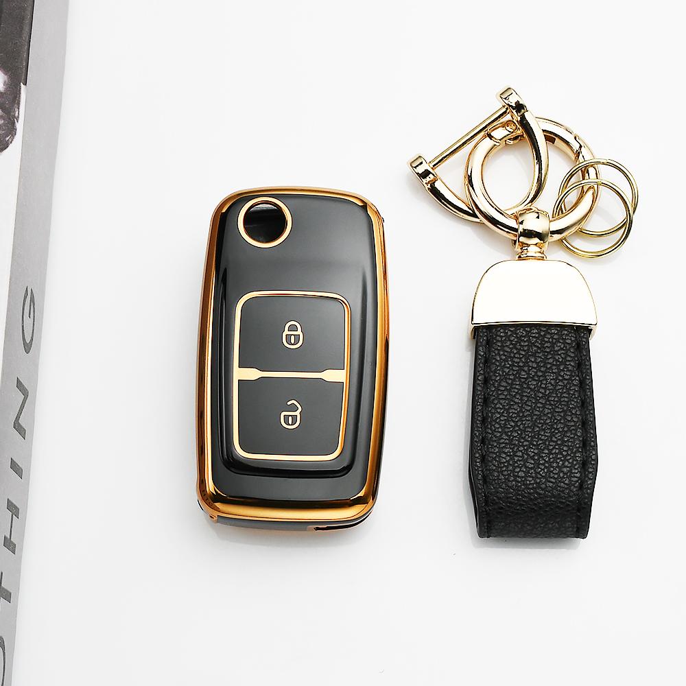 Gold Edge Soft Tpu Car Key Case Cover Keyless Fob Shell Holder Protector For Chery Tiggo Tengo Fulwin 2 Cowin A3 A5 A13 M11 E5