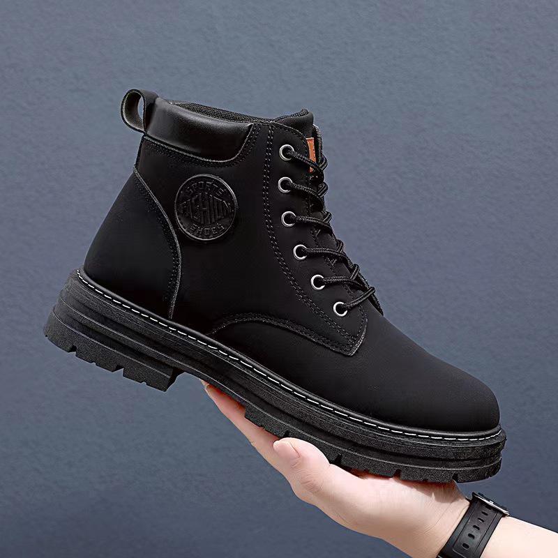 2024 Autumn/Winter Unisex High-Top Martin Boots - Korean Style Warm Leather Casual Shoes