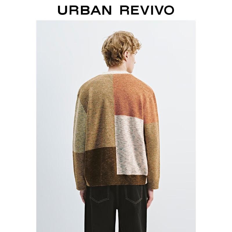 UR Men's 2025 Fall Retro Color Block V-Neck Knit Cardigan